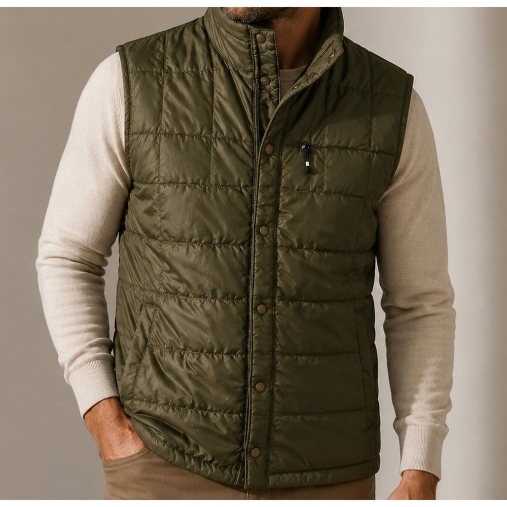 NAU | Men's Olive Army Green Down Vest Packable Lightweight Puffer | Size Small